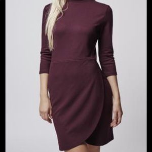 Topshop Front Wrap Burgundy Dress - Size 4